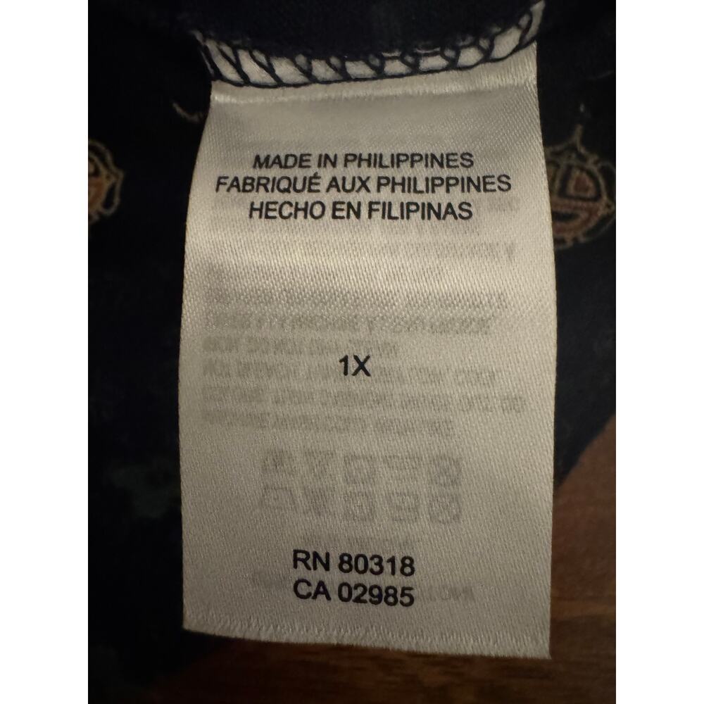 Lucky Brand Women's Navy Short Sleeve Tunic Top Bohemian Hippie Indie Size 1X - Picture 5 of 10